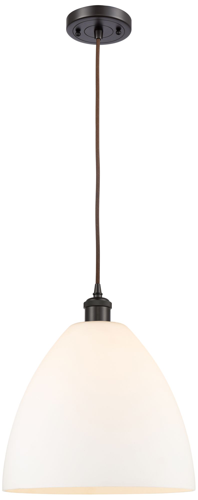 Ballston Bristol Glass 12" LED Mini Pendant - Oil Rubbed Bronze - Whit