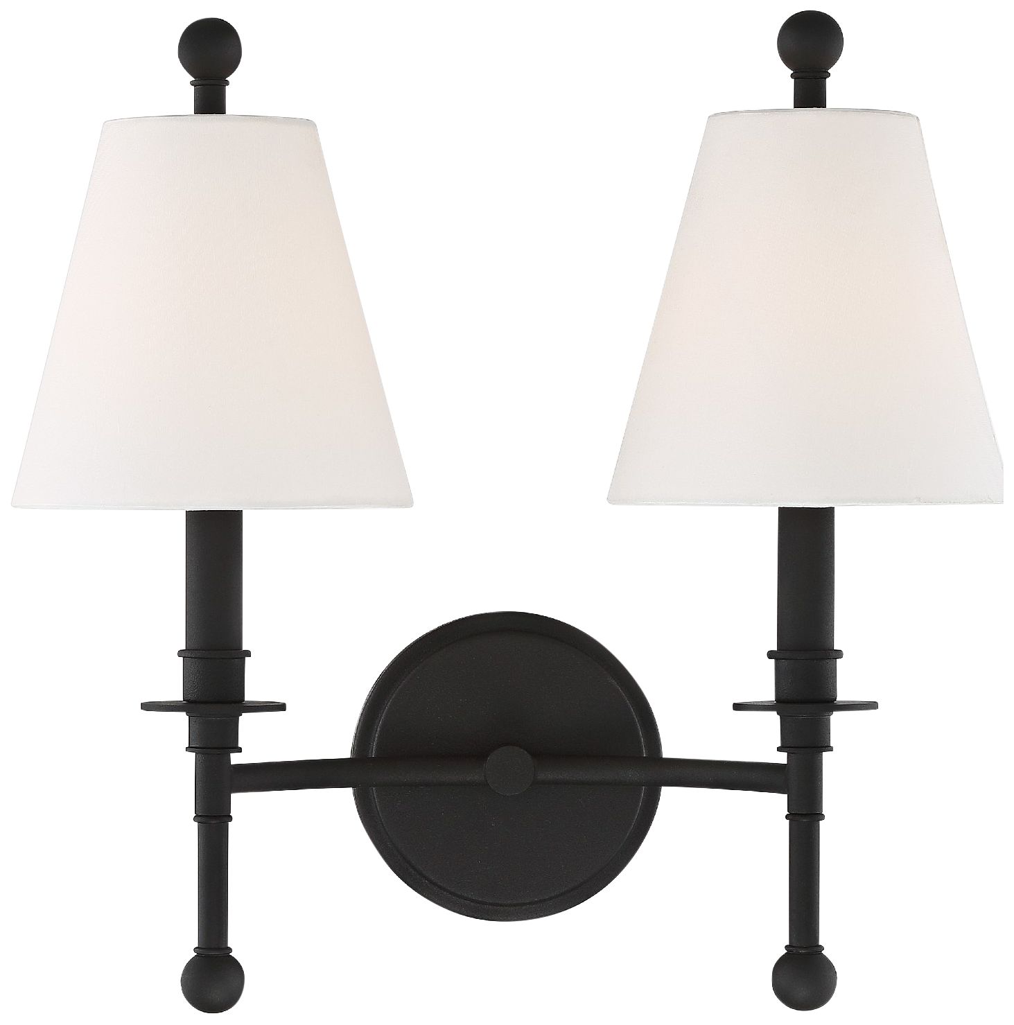 Crystorama Riverdale 14 1/2"H Black Forged 2-Light Wall Sconce