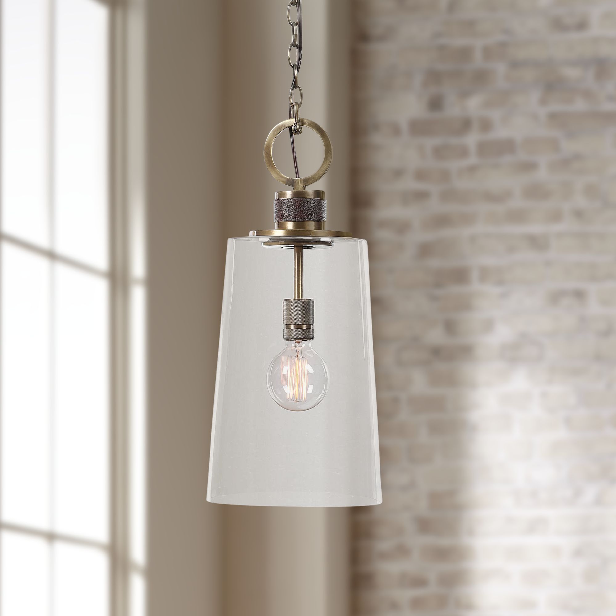 Uttermost Rosston Antique Brass Mini Pendant Light