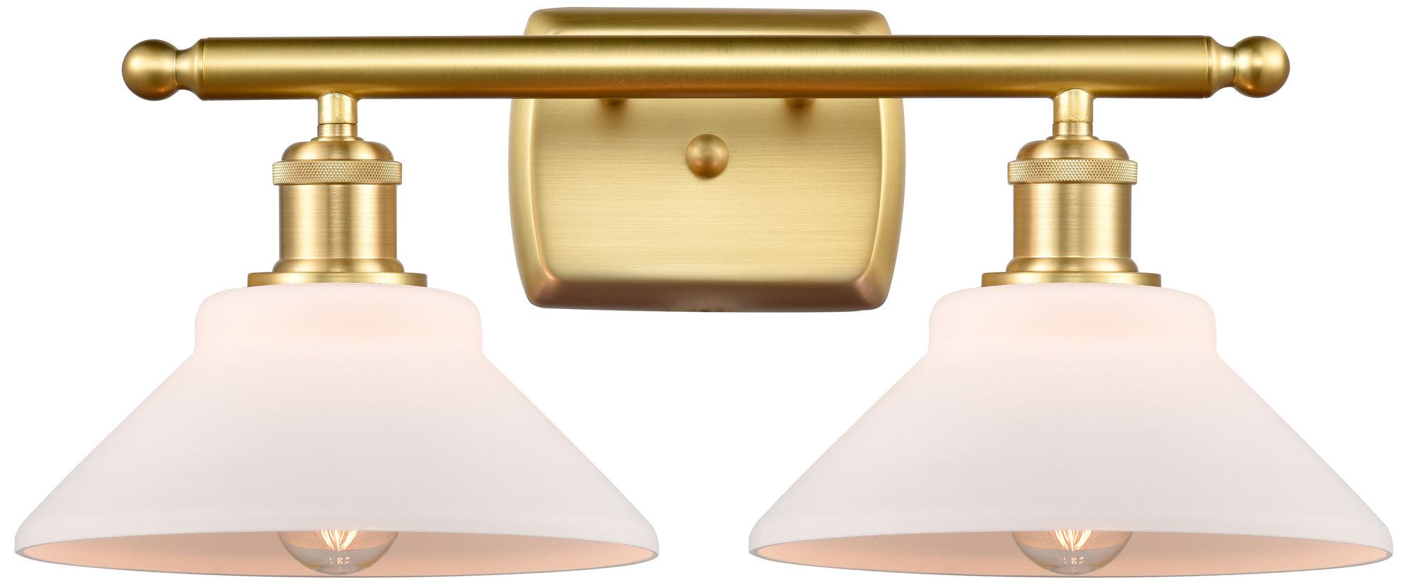 Orwell 18" 2-Light Satin Gold Bath Light w/ Matte White Shade