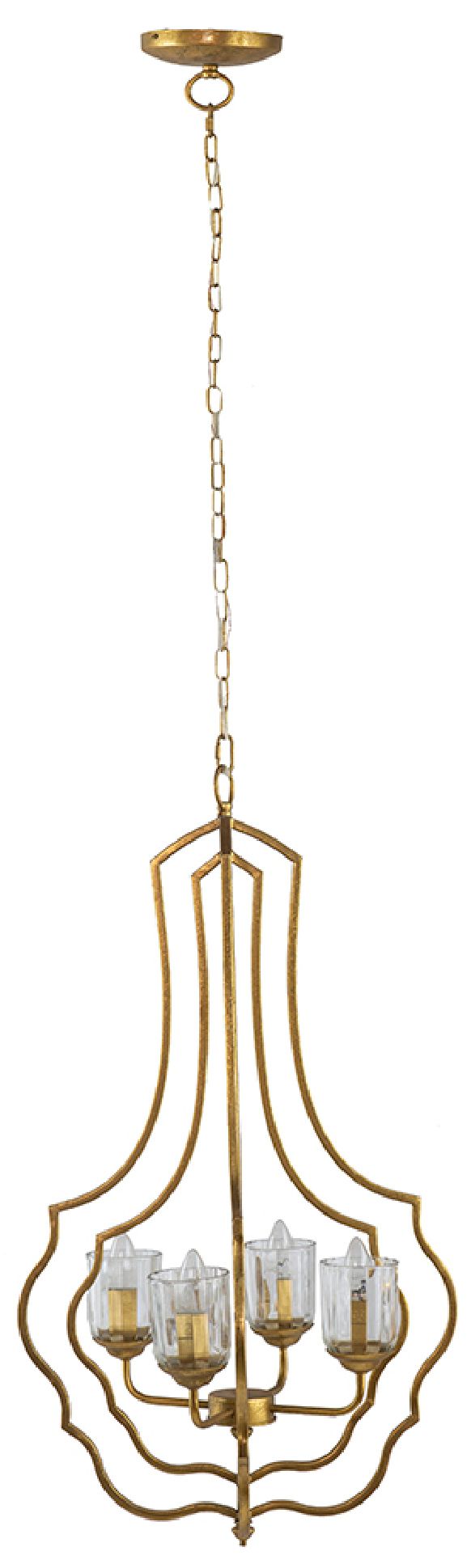 4-Light 19.5" Wide Gold Iron Chandelier