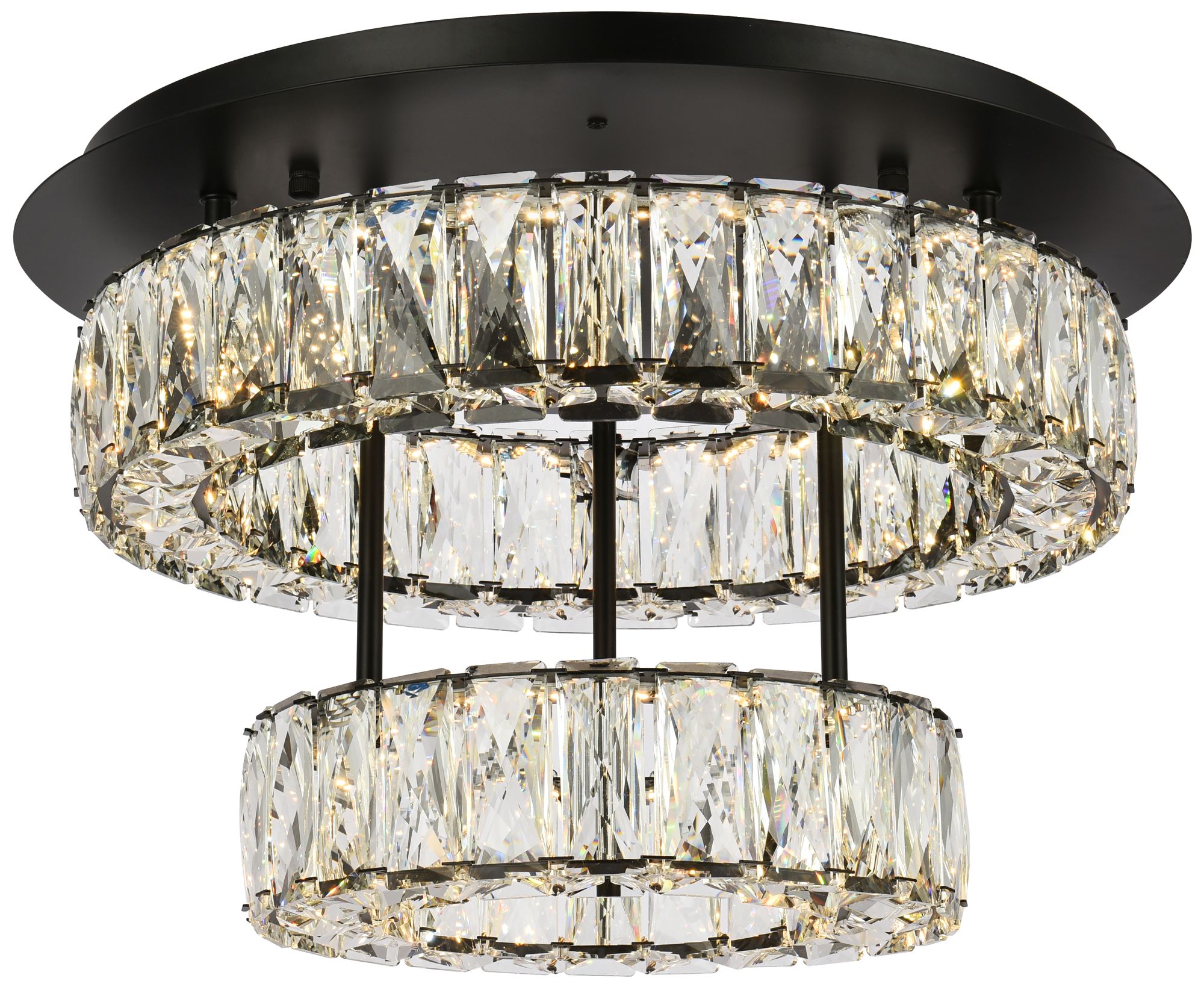 Monroe 18" Led Double Flush Mount In Black