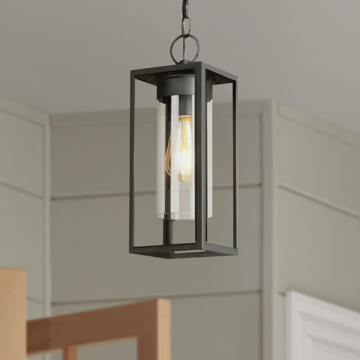 Eglo Walker Hill 14 1/2"H Matte Black Outdoor Hanging Light