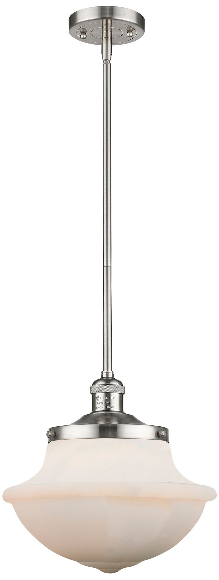 Franklin Oxford 12" Brushed Nickel Stemmed Mini Pendant w/ White Shade