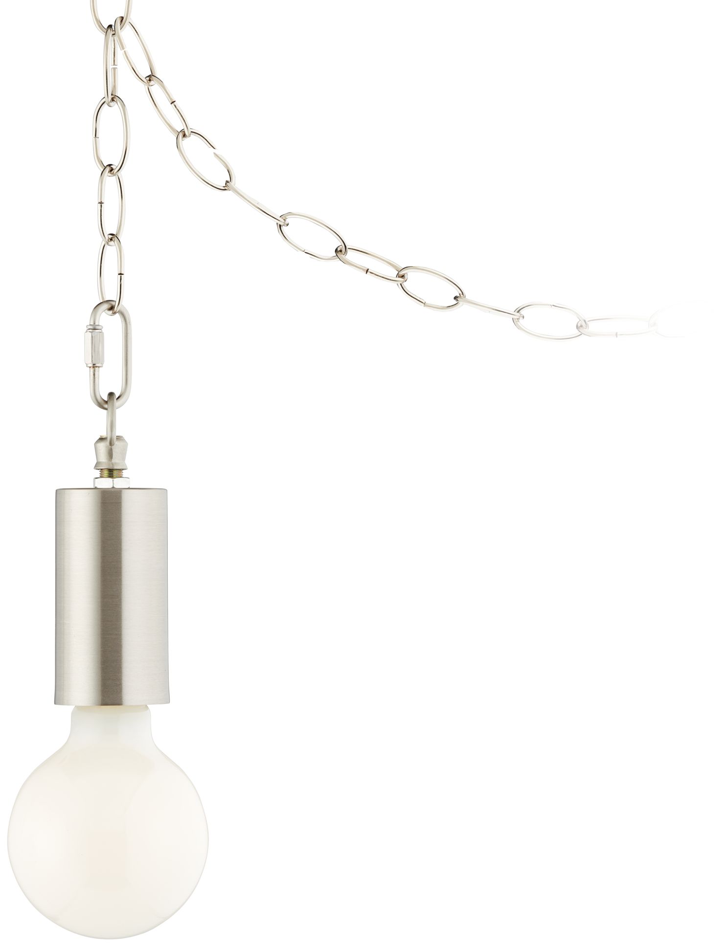 Possini Euro Nickel Plug-In Hanging Swag Chandelier with Milky G25 LED Bulb