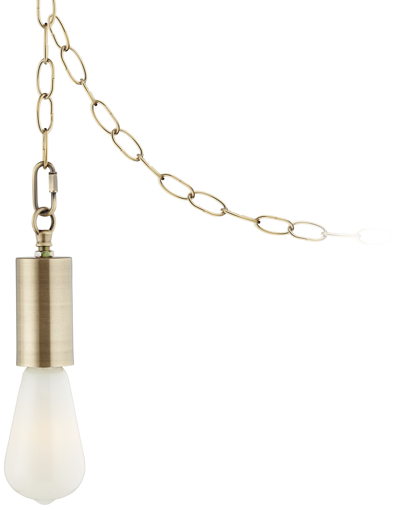 Antique Brass Plug-In Hanging Swag Chandelier with Milky ST21 LED Bulb