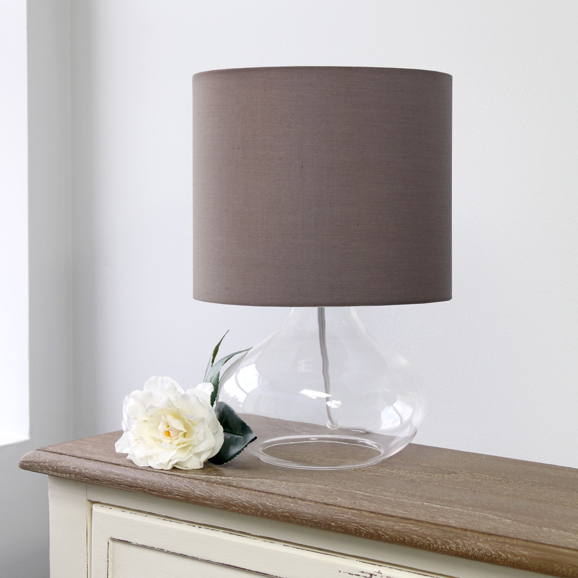 Simple Designs 13 1/2"H Clear Glass Gray Accent Table Lamp