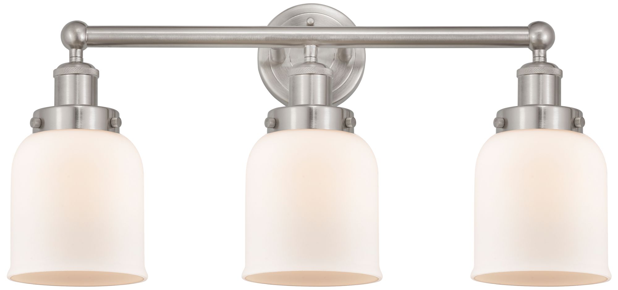 Edison Small Bell 25" 3-Light Brushed Nickel Bath Light w/ White Shade