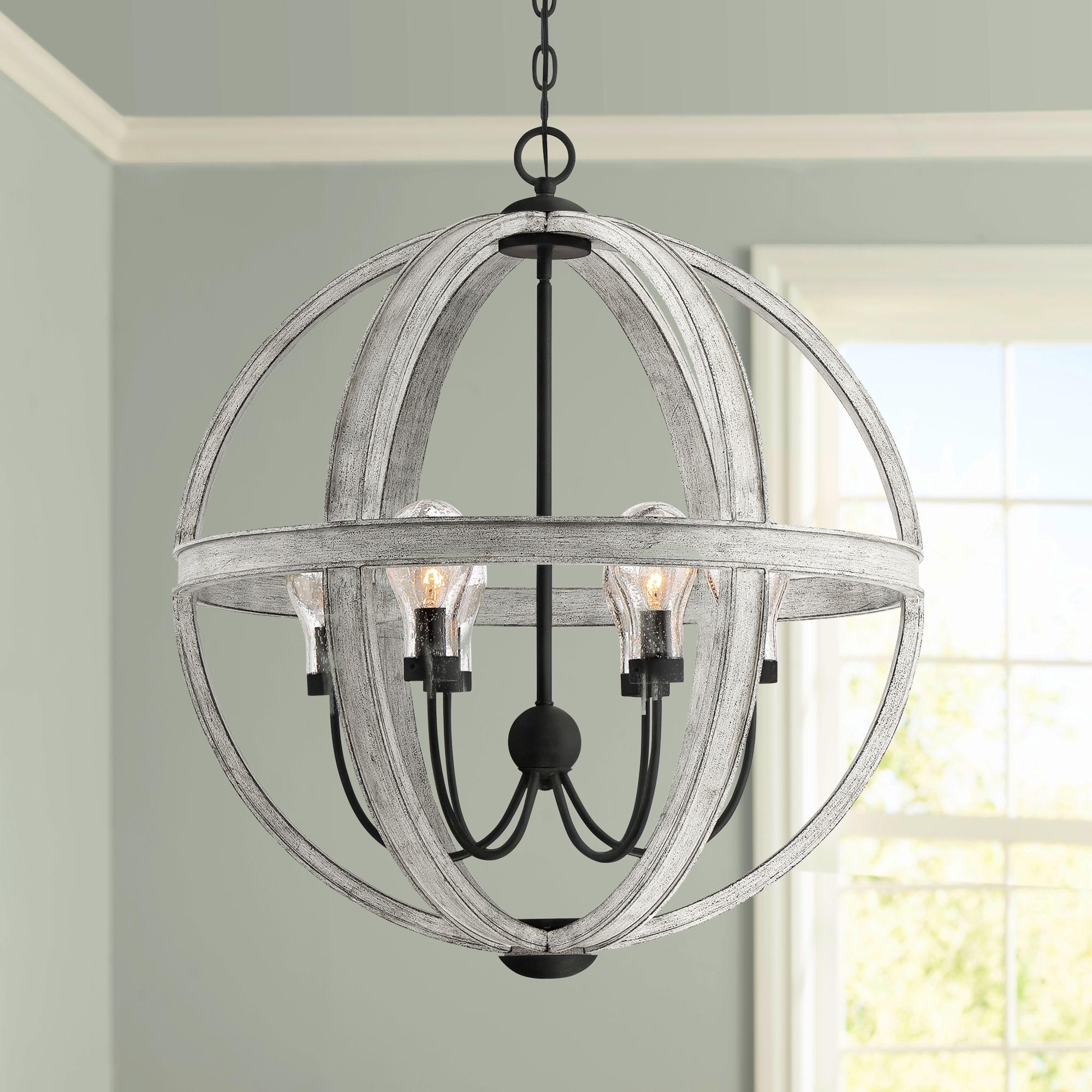 Quoizel Carlisle 28" Wide Gray Ash 6-Light Foyer Pendant