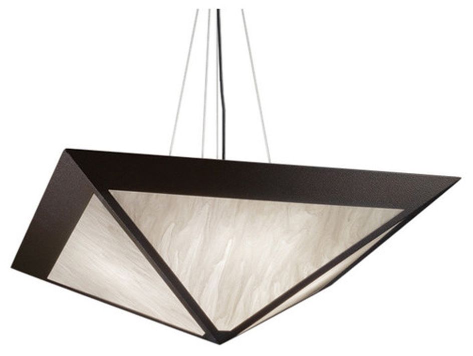 Profiles 24"W Dark Iron Faux Alabaster Pendant LED Retrofit