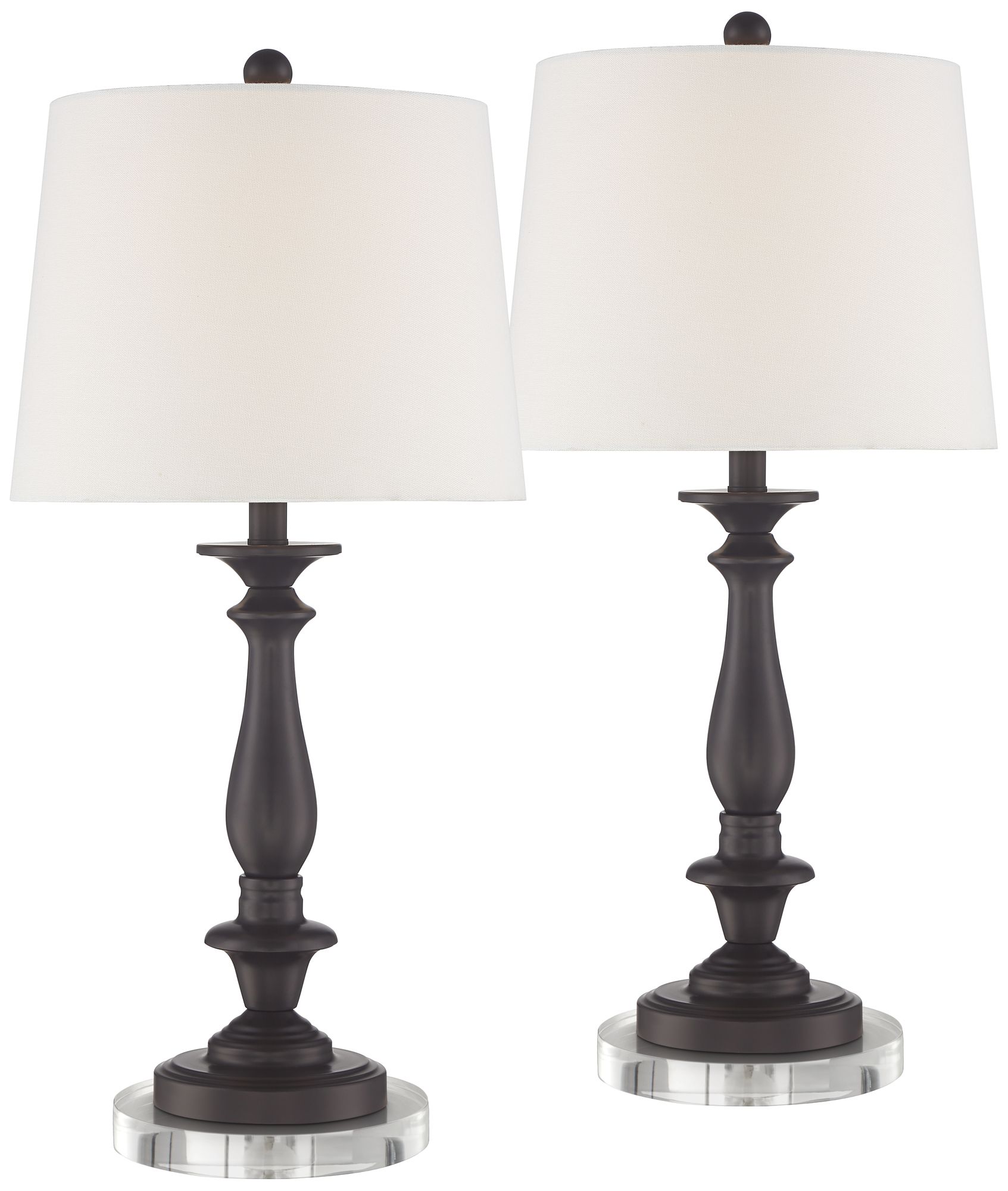 Percy Bronze Metal Table Lamps With 7" Round Risers