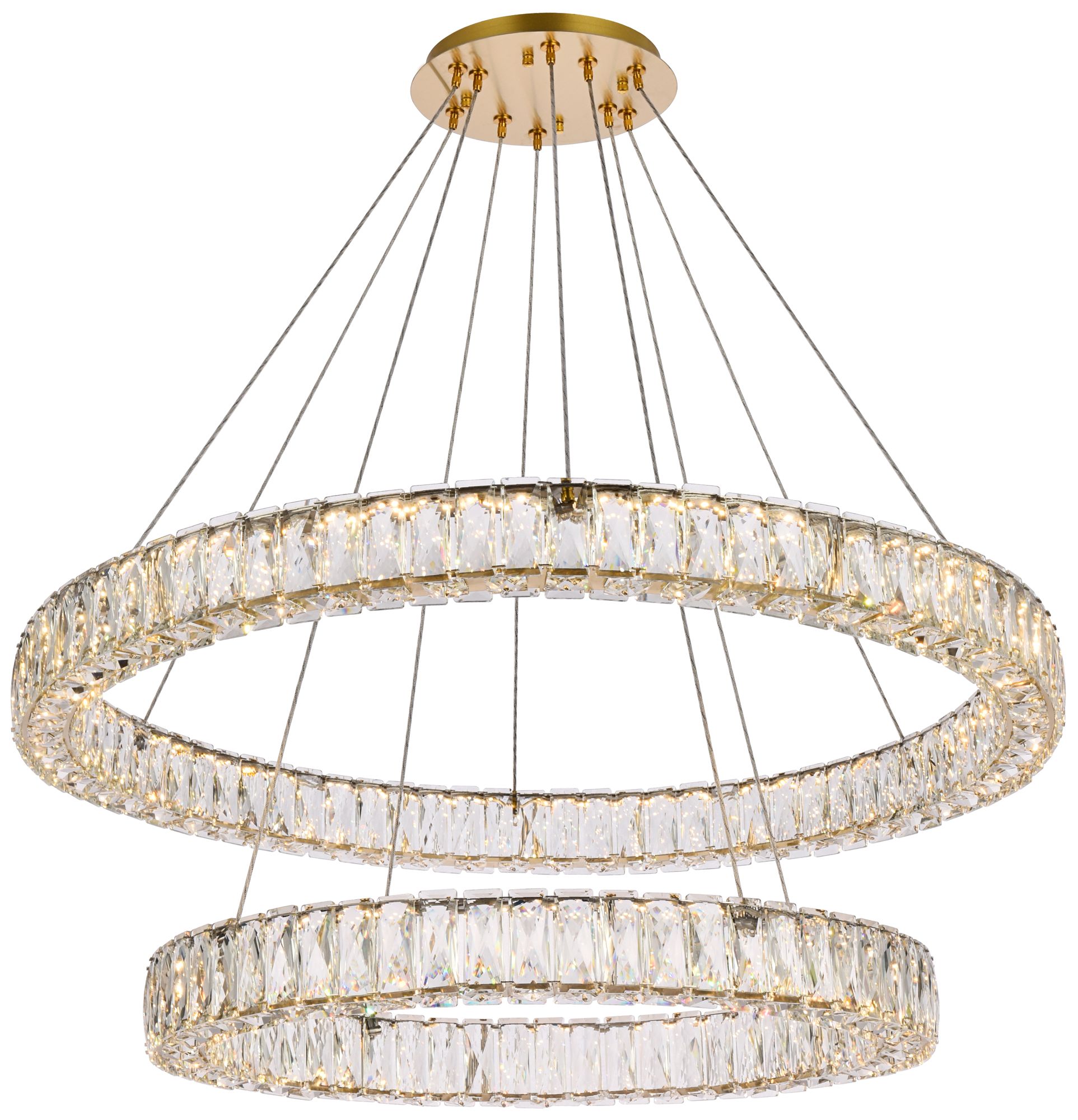 Monroe 36" Led Double Ring Chandelier In Gold