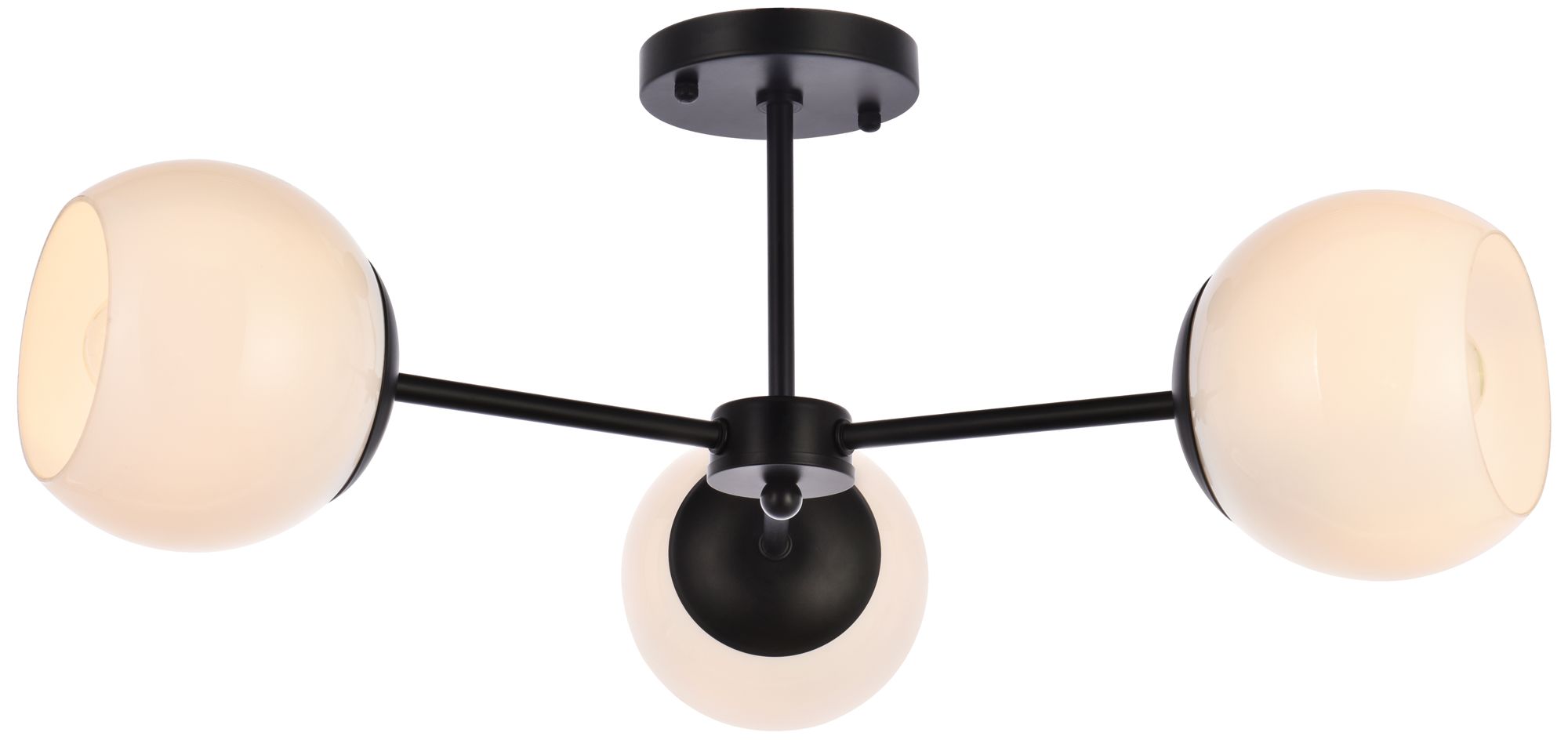 Briggs 26" Flush Mount In Black With White Shade