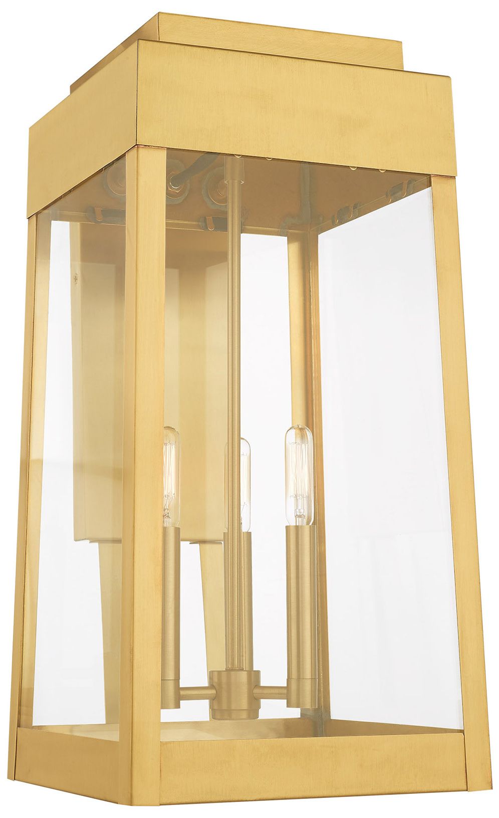 Oslo 3 Light Satin Brass Outdoor Wall Lantern