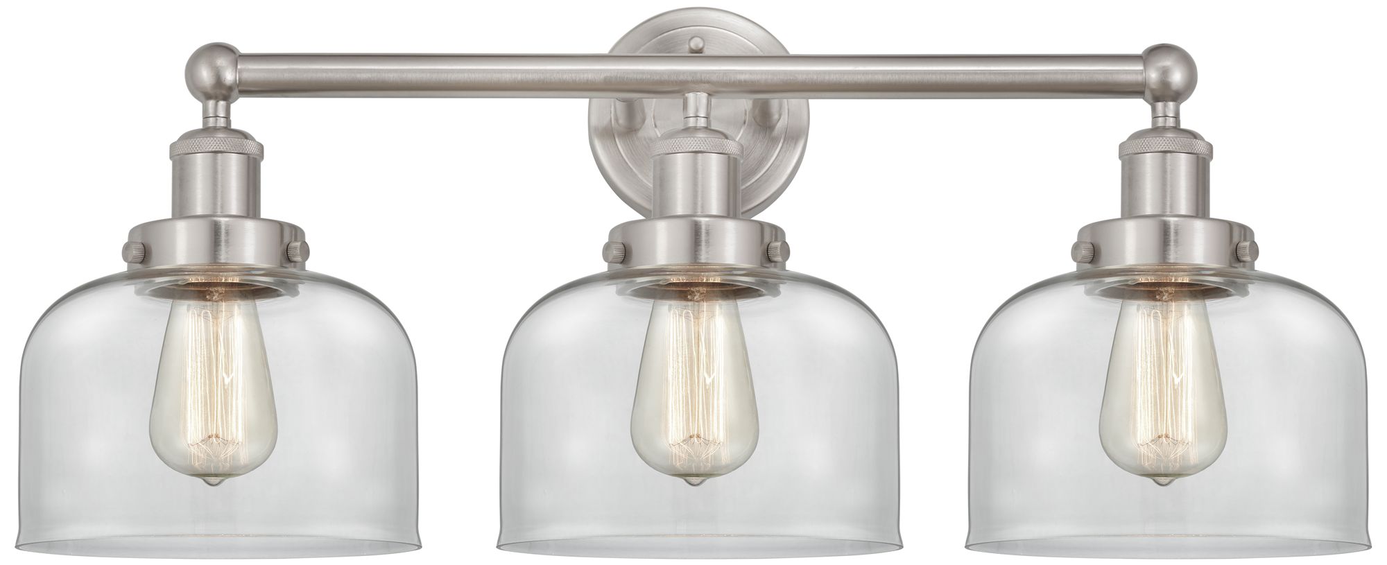 Edison Large Bell 25" 3-Light Brushed Nickel Bath Light w/ Clear Shade