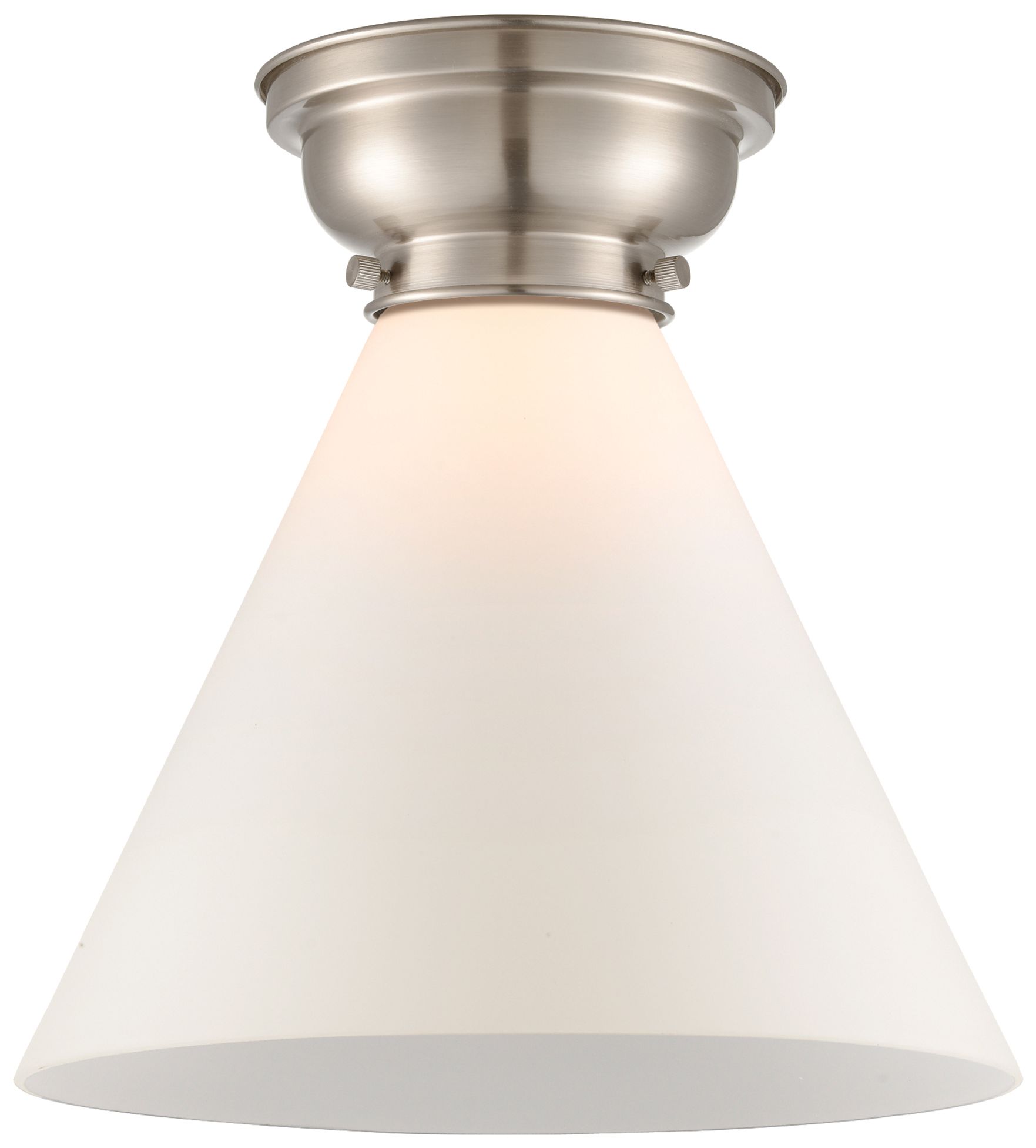 Aditi Cone 12" Brushed Satin Nickel Flush Mount w/ Matte White Shade