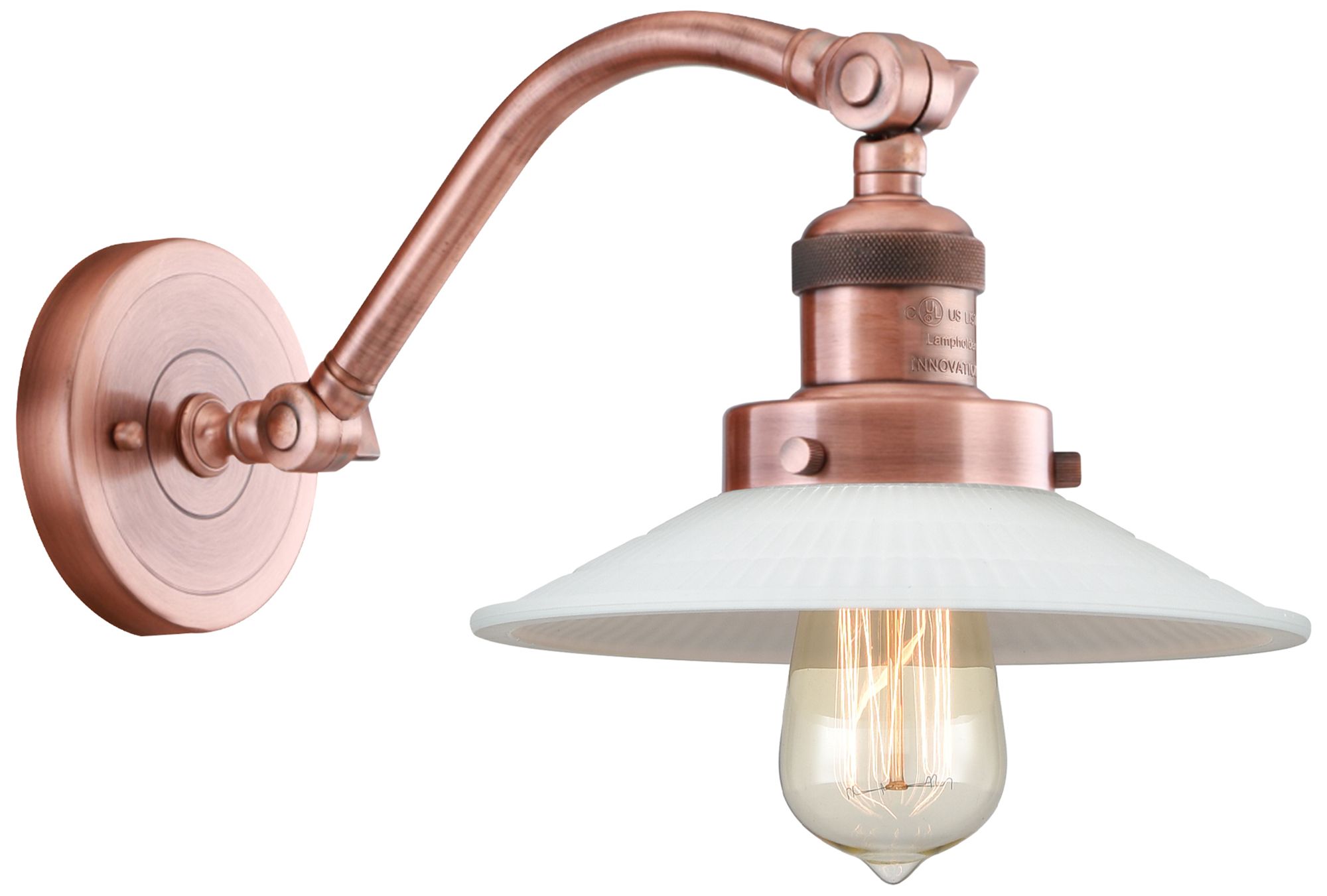 Halophane 9" Antique Copper Sconce w/ Matte White Shade