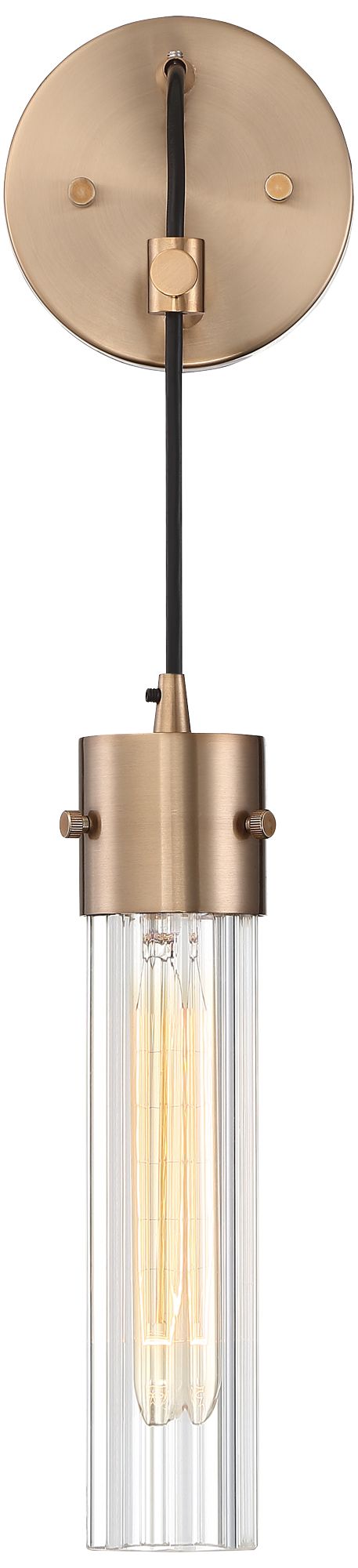 Eaves; 1 Light; Wall Sconce; Copper Brushed Brass Finish w/ Clear Ribbed