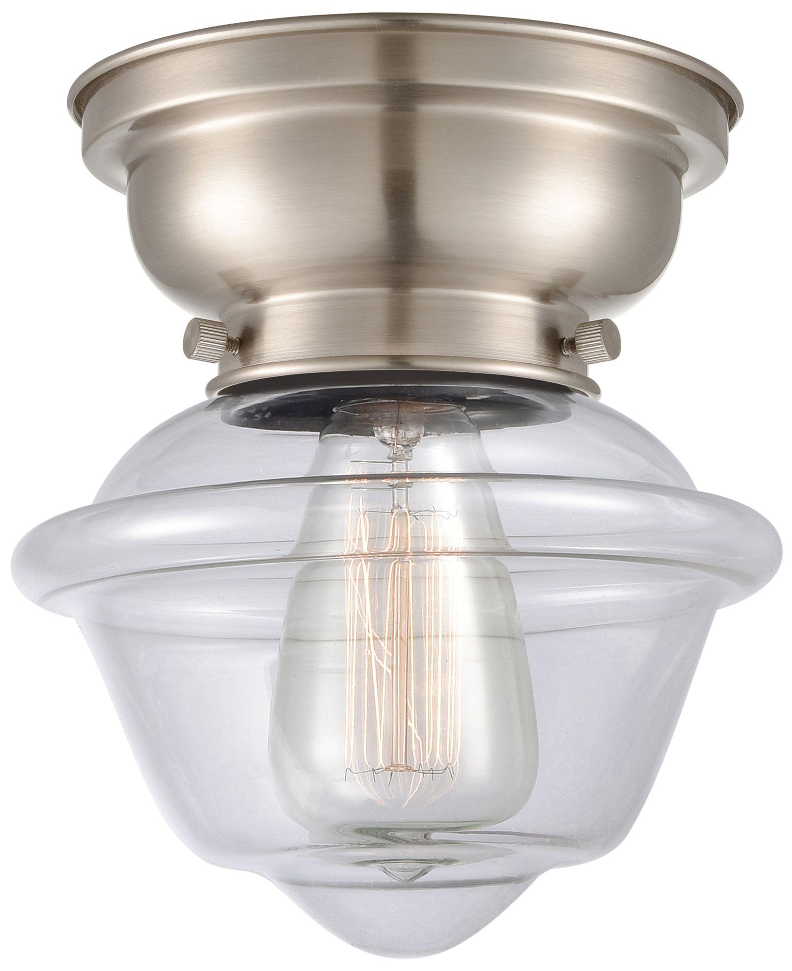 Aditi Oxford 8" Brushed Satin Nickel Flush Mount w/ Clear Shade