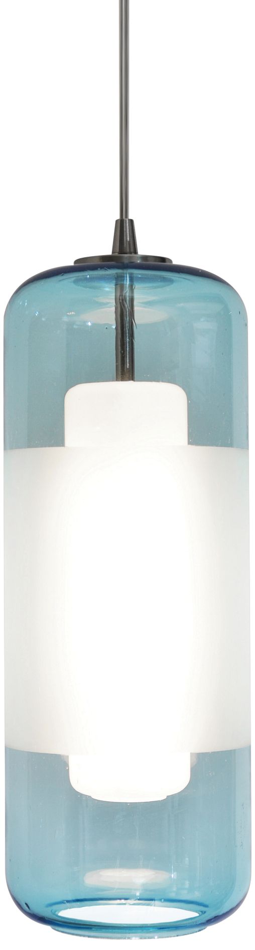 Hermosa 6" Wide Nickel Aqua Glass LED Mini Pendant Light