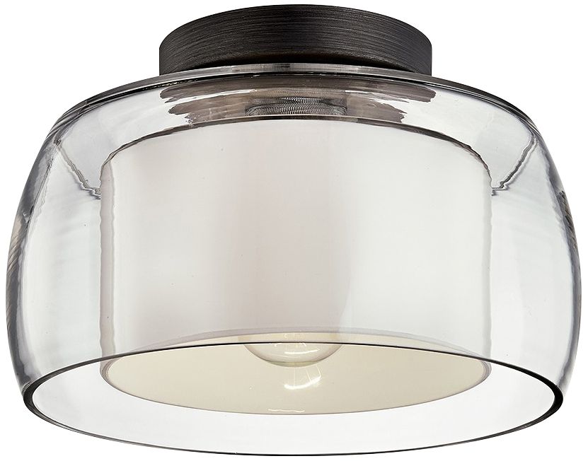 Candace 12 1/2" Wide Graphite Drum Ceiling Light