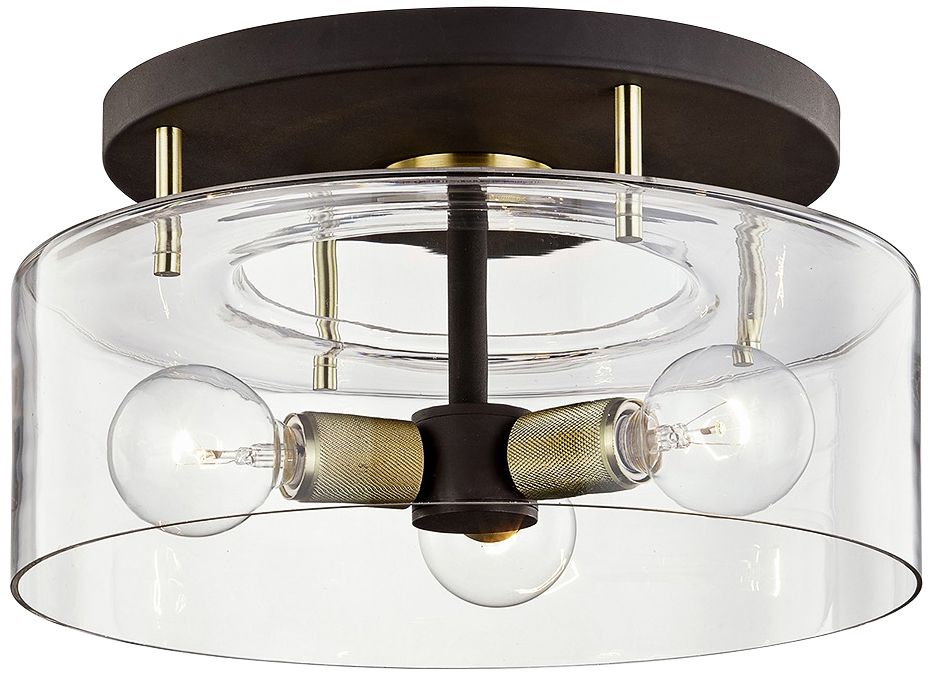 Bergamot Station 17" Wide Bronze 3-Light Ceiling Light