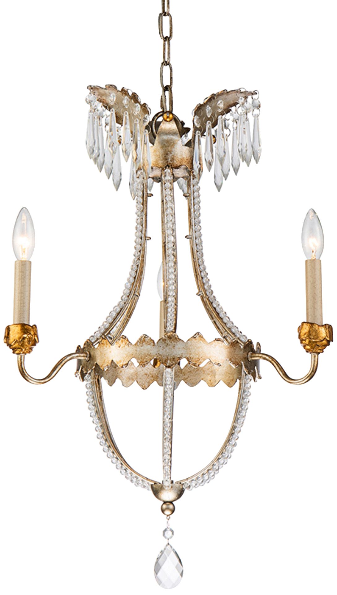 Louis 20" Wide Distressed Silver and Gold 3-Light Chandelier