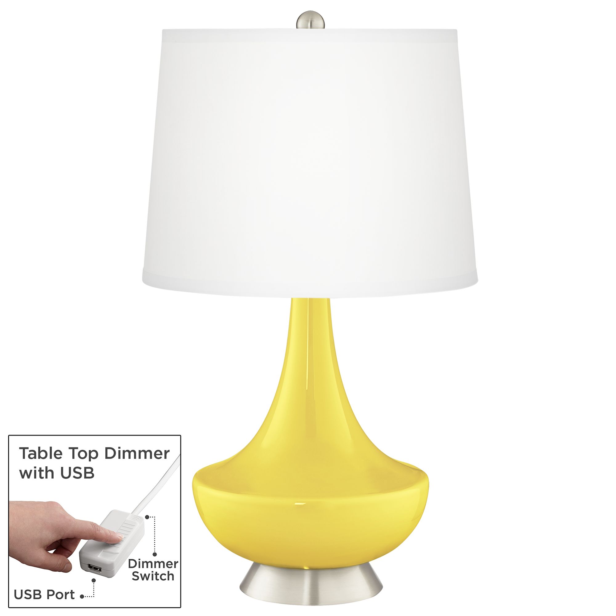 Lemon Twist Gillan Glass Table Lamp with Dimmer