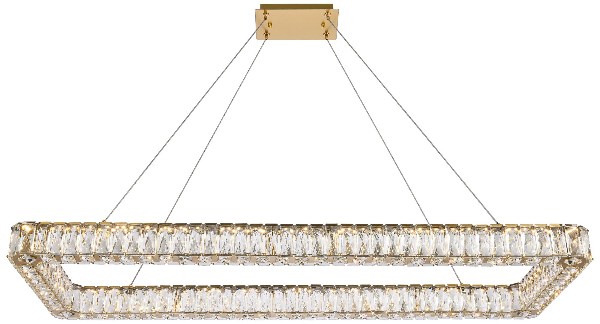 Monroe 50" Led Single Rectangle Pendant In Gold