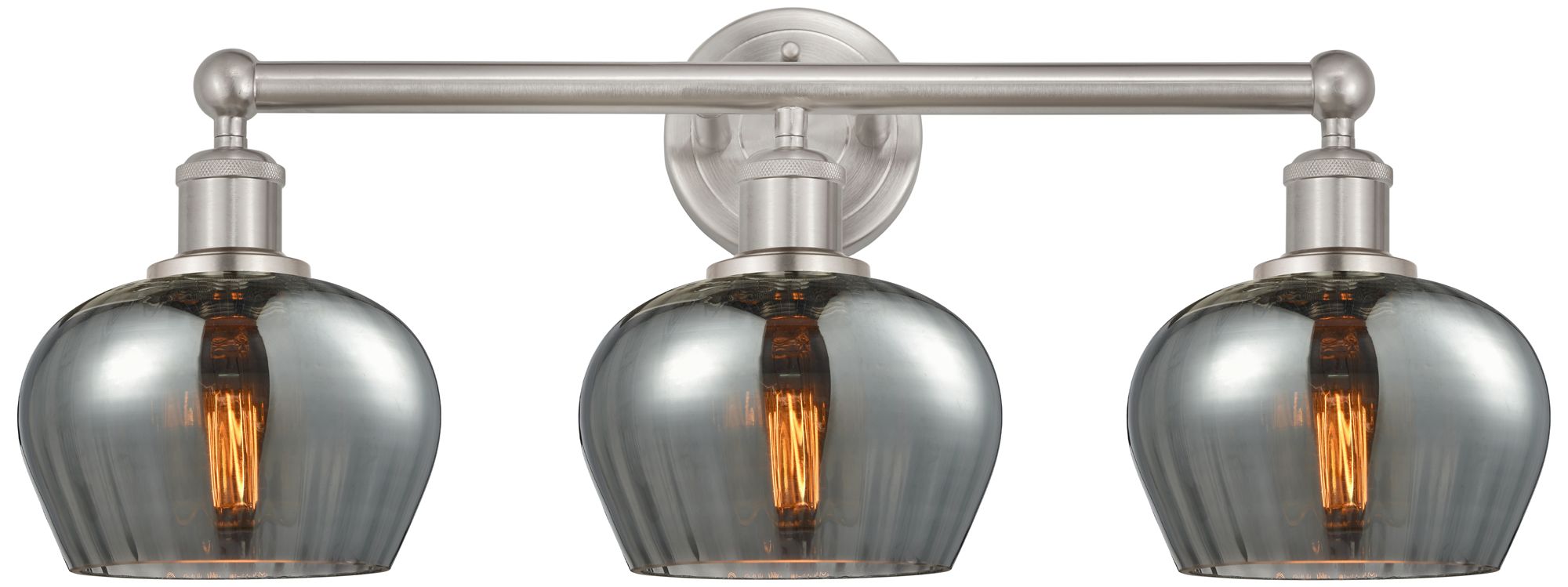 Edison Fenton 25" 3-Light Brushed Satin Nickel Bath Light w/ Smoke Sha