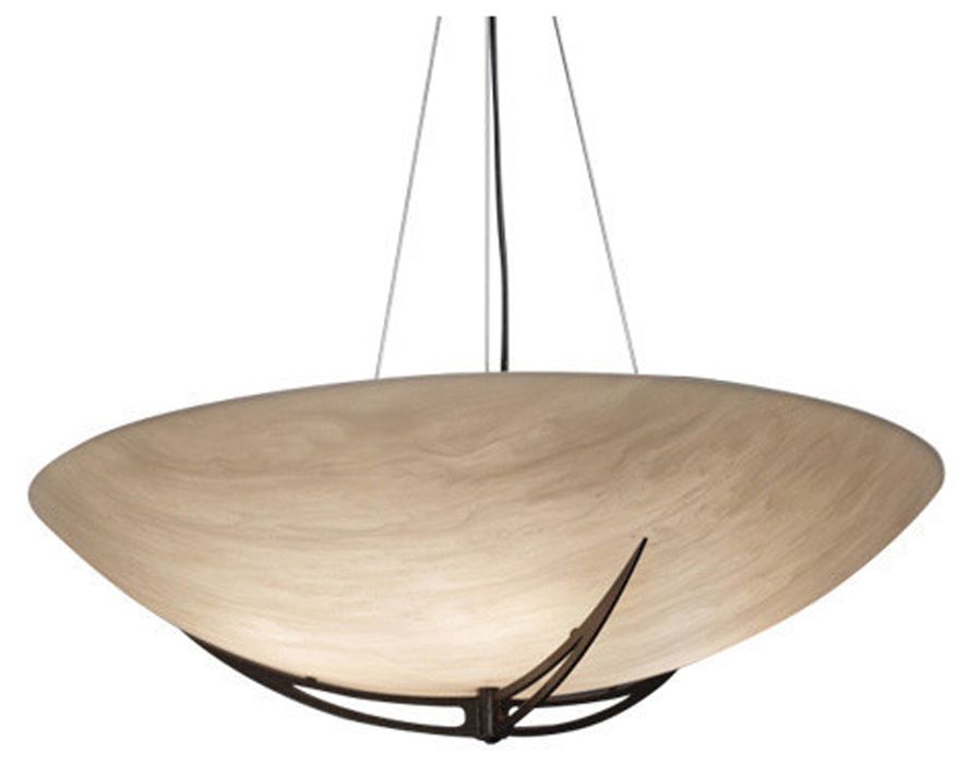 Compass 24"W Dark Iron Faux Alabaster Pendant LED Retrofit