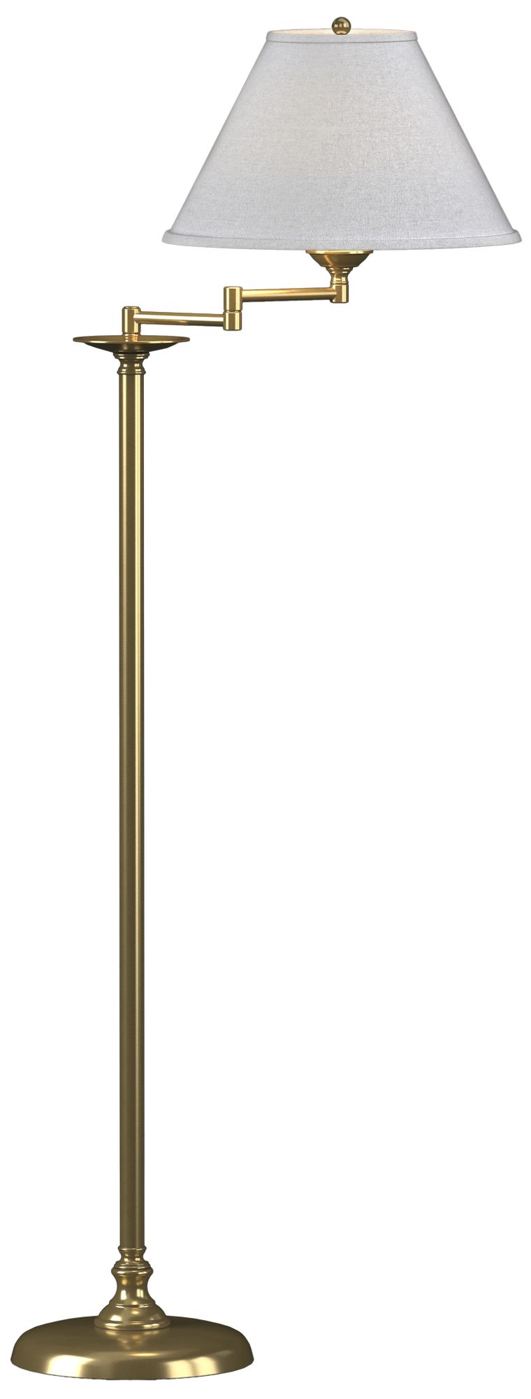 Simple Lines 56"H Modern Brass Swing Arm Floor Lamp w/ Light Grey Shad