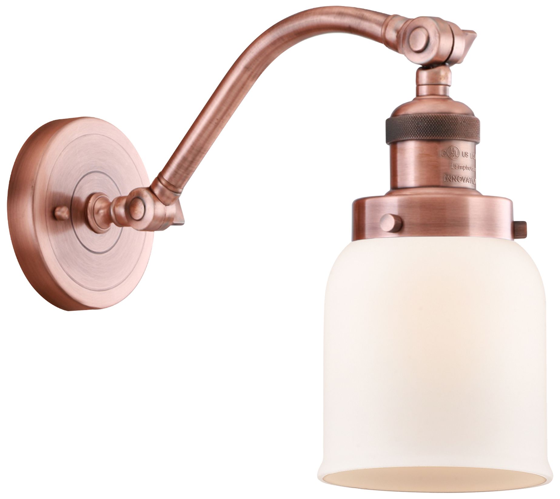 Bell 5" Antique Copper Sconce w/ Matte White Shade