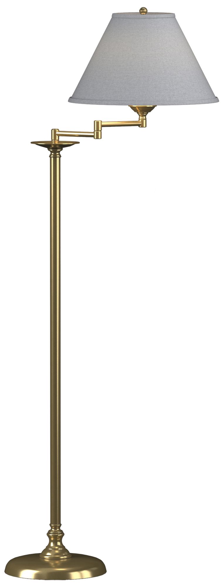 Simple Lines 56"H Modern Brass Swing Arm Floor Lamp w/ Medium Grey Sha