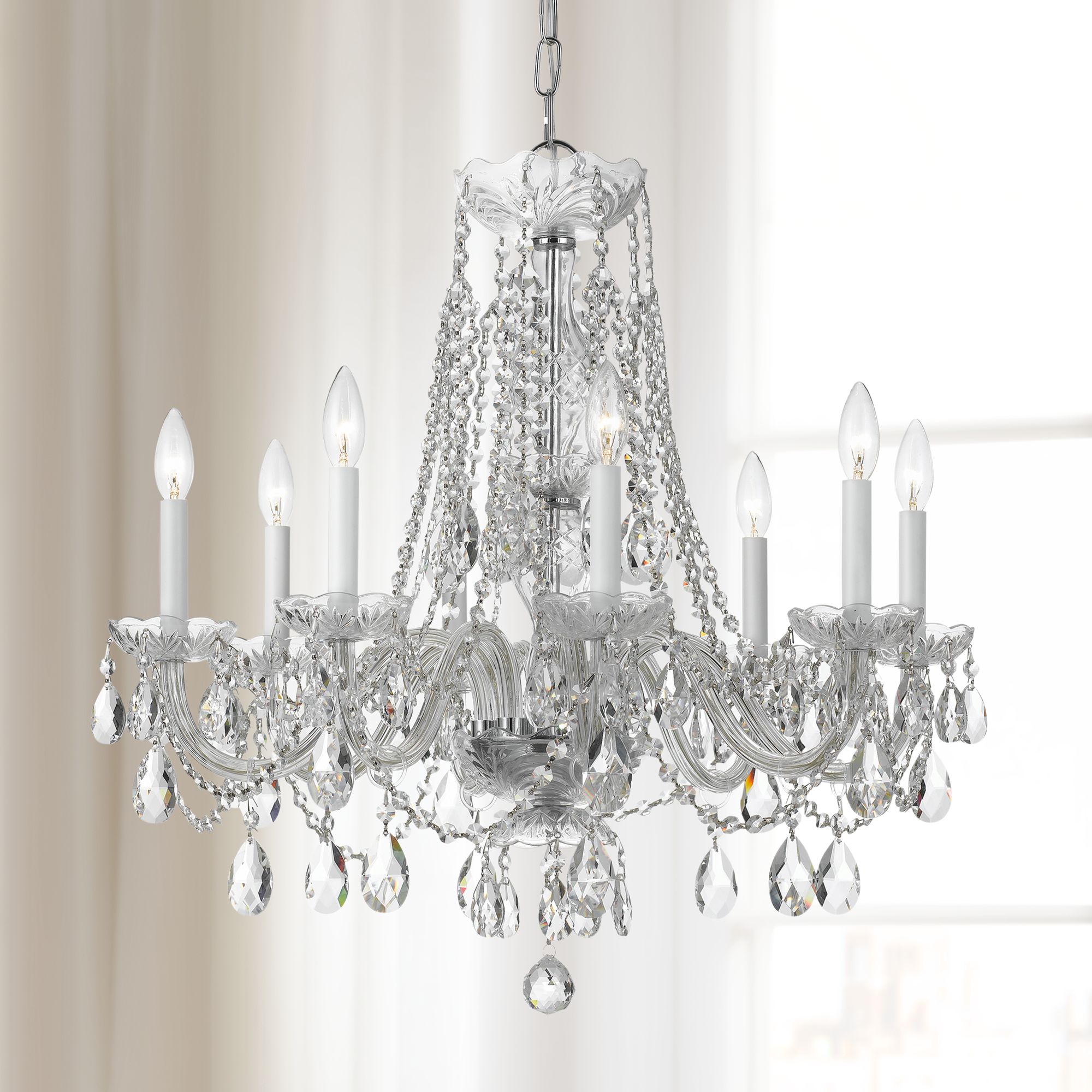 Traditional Crystal 26"W Polished Chrome 8-Light Chandelier