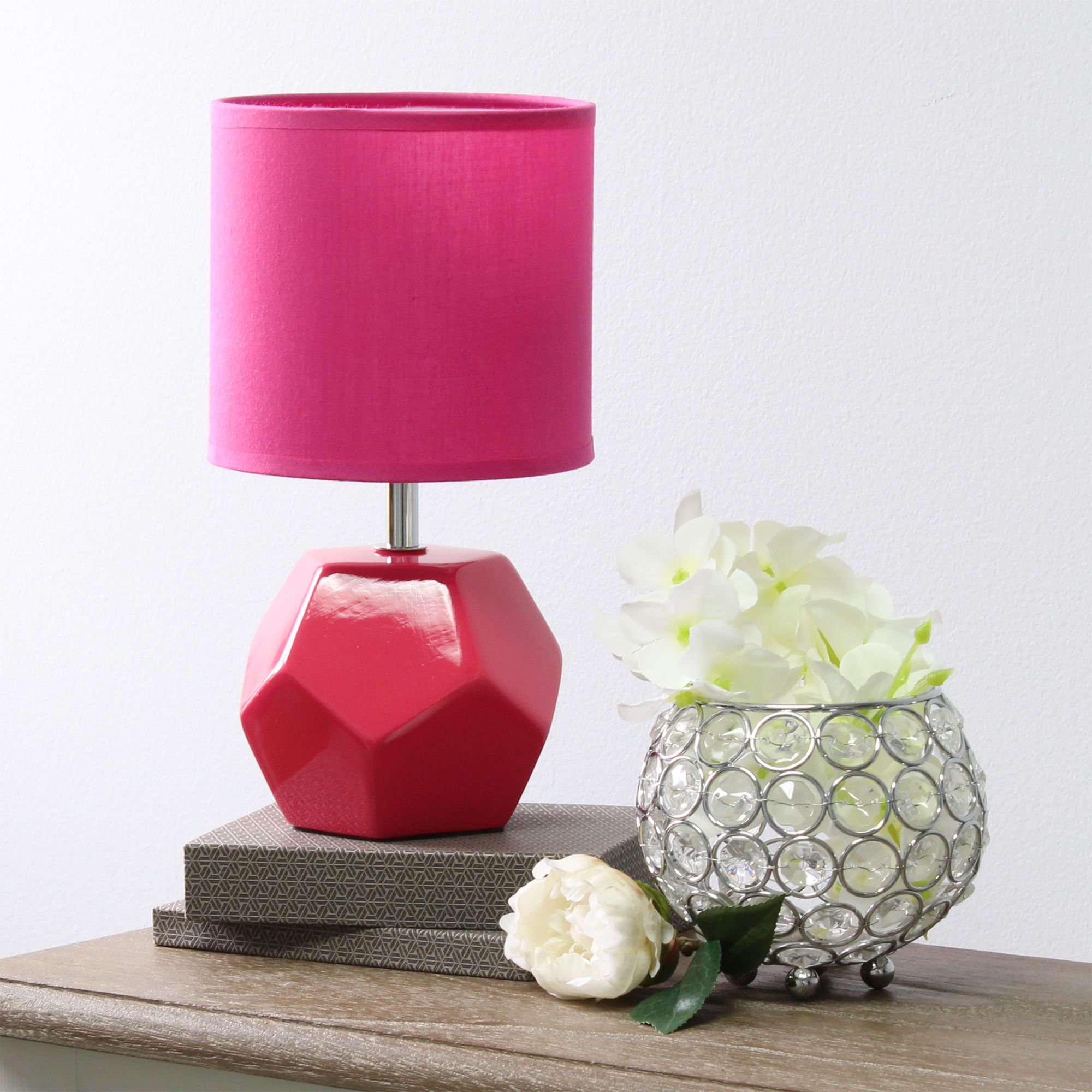 Simple Designs Prism 10 1/2"H Pink Round Accent Table Lamp