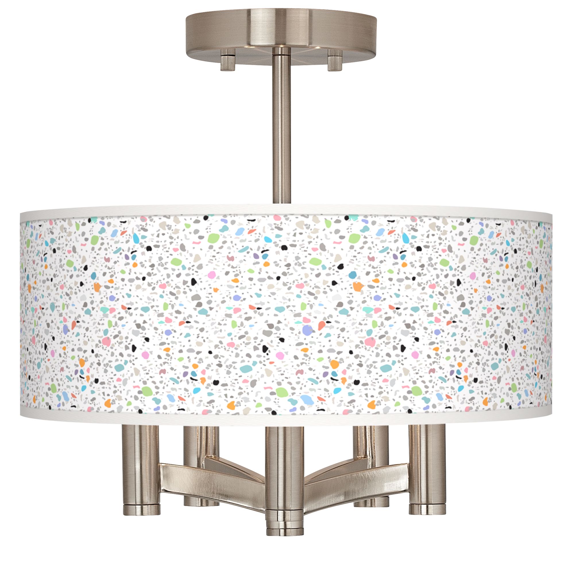 Colored Terrazzo Ava 5-Light Nickel Ceiling Light