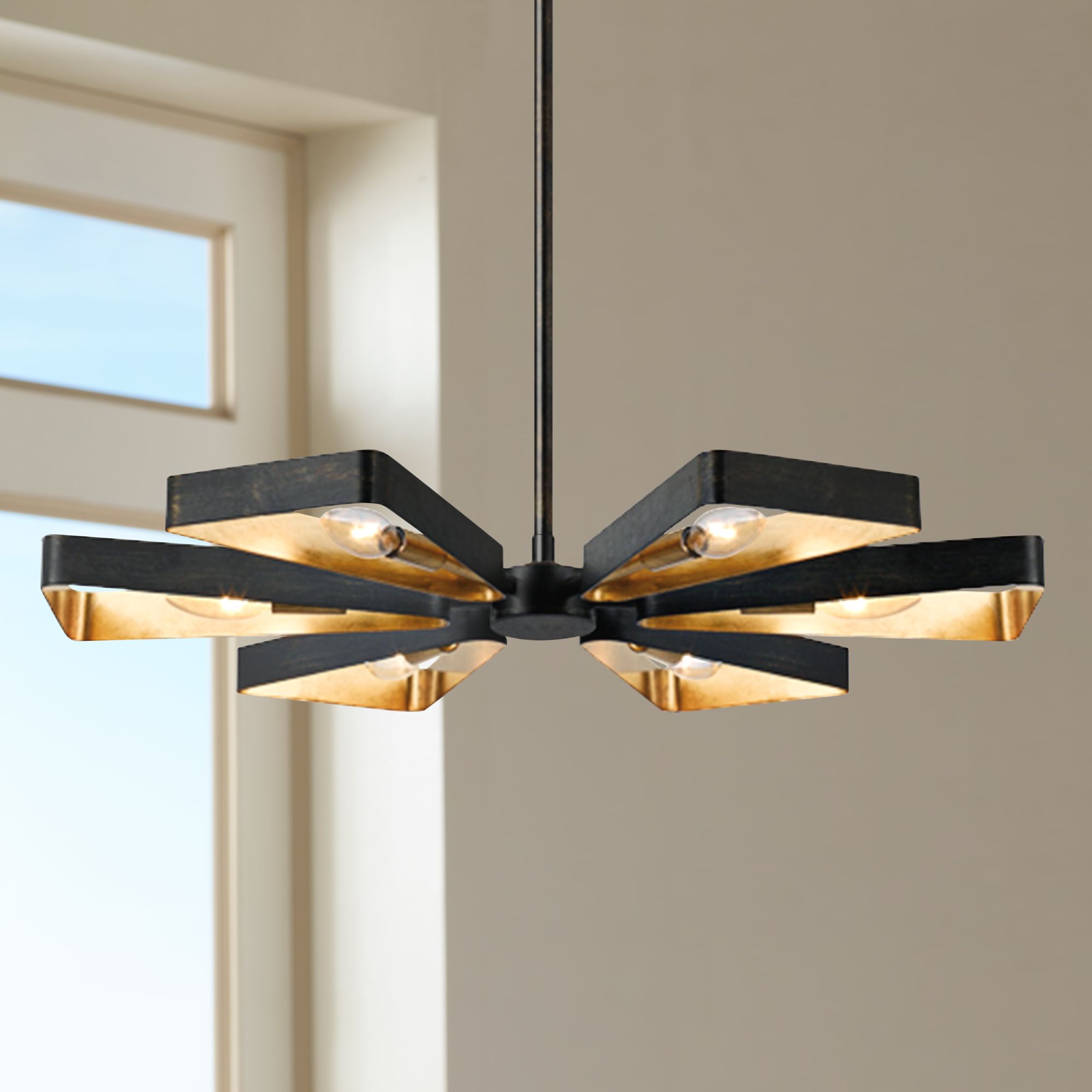 Crystorama Luna 26 3/4"W Bronze and Gold 6-Light Pendant