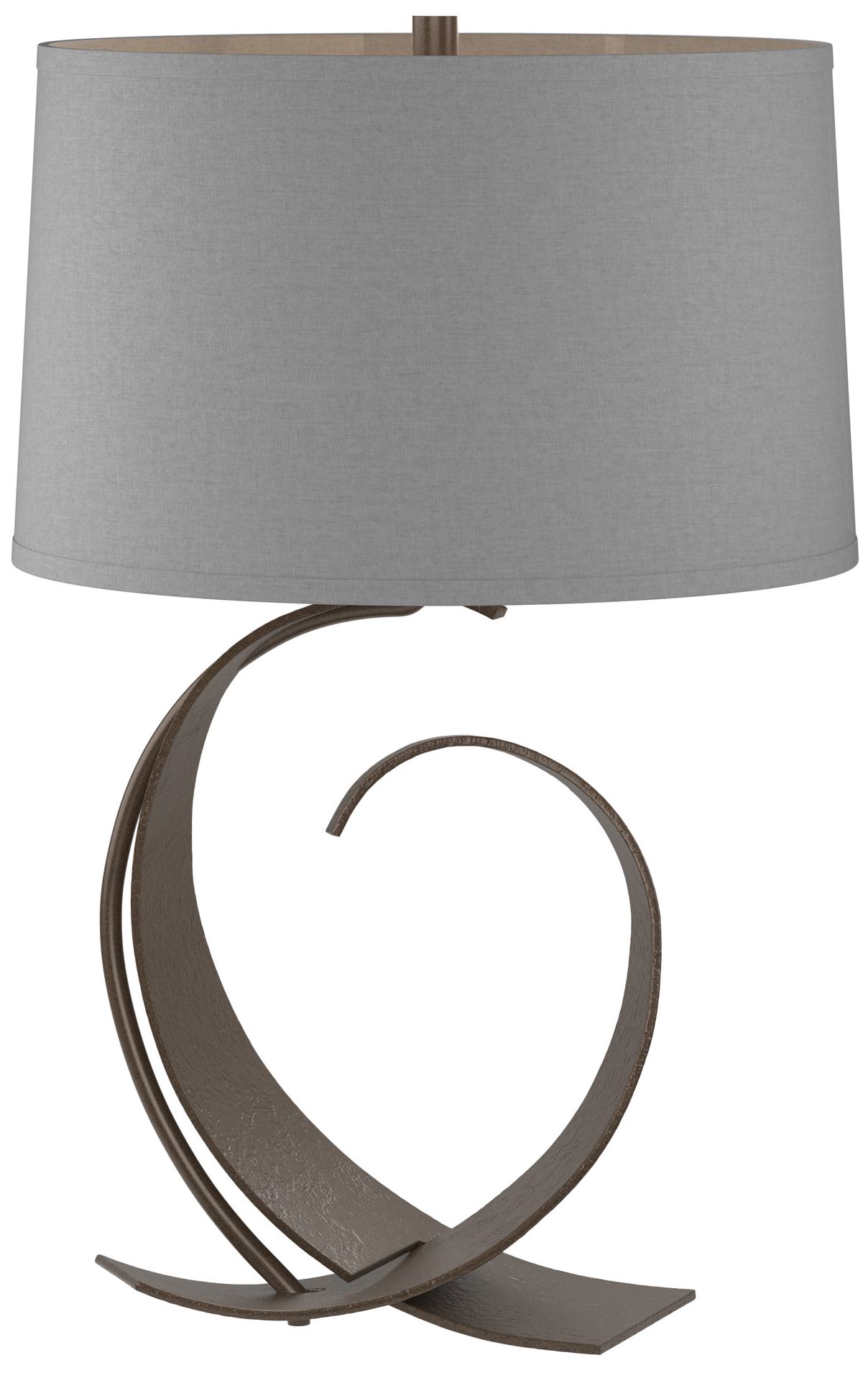 Fullered Impressions Table Lamp - Bronze Finish - Medium Grey Shade