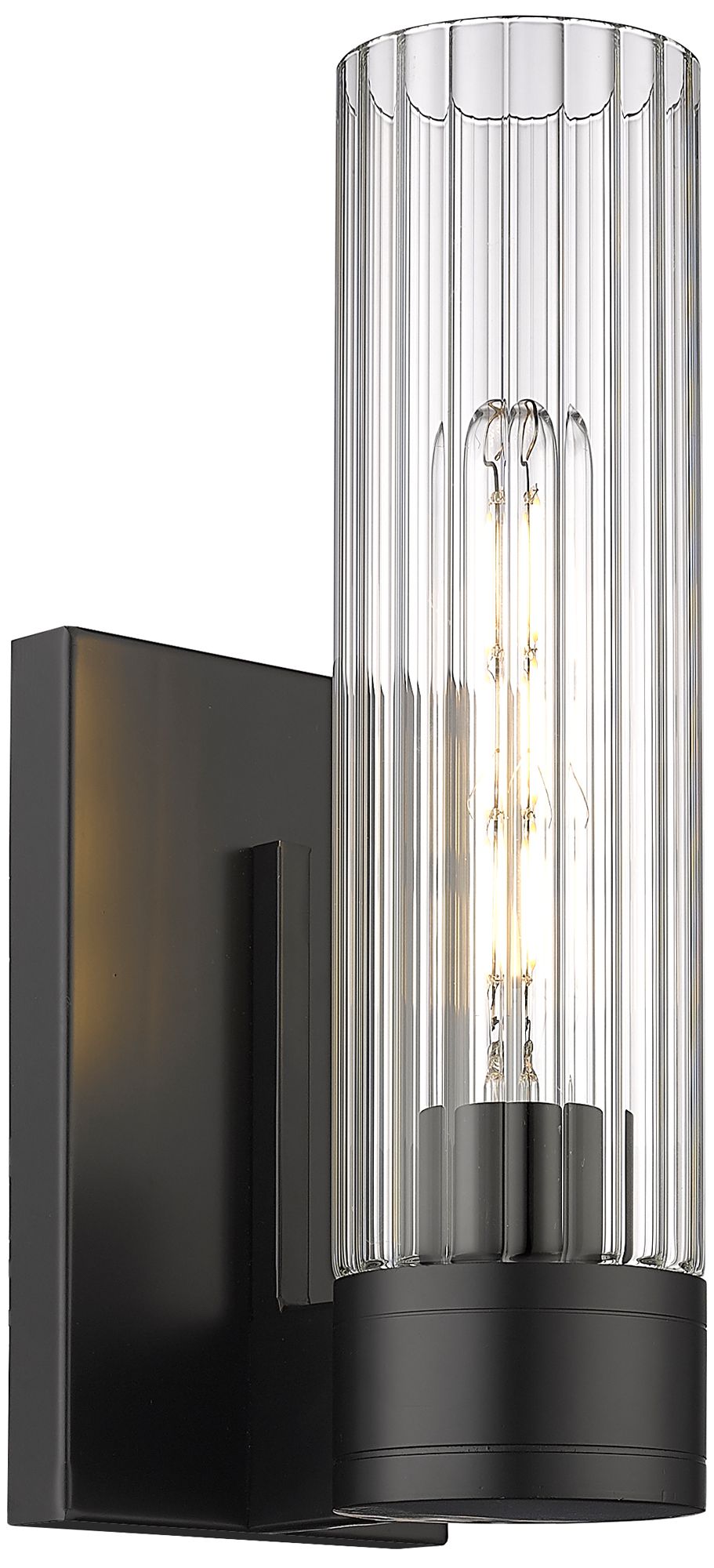 Empire 12.63" High Matte Black Sconce With Clear Shade