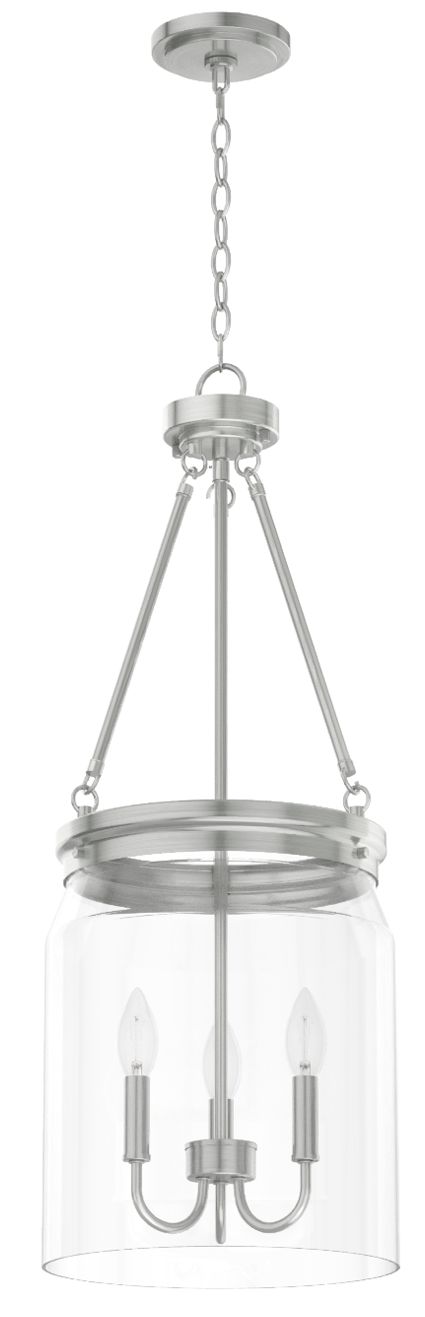 Hunter Devon Park Brushed Nickel with Clear Glass 3 Light Pendant