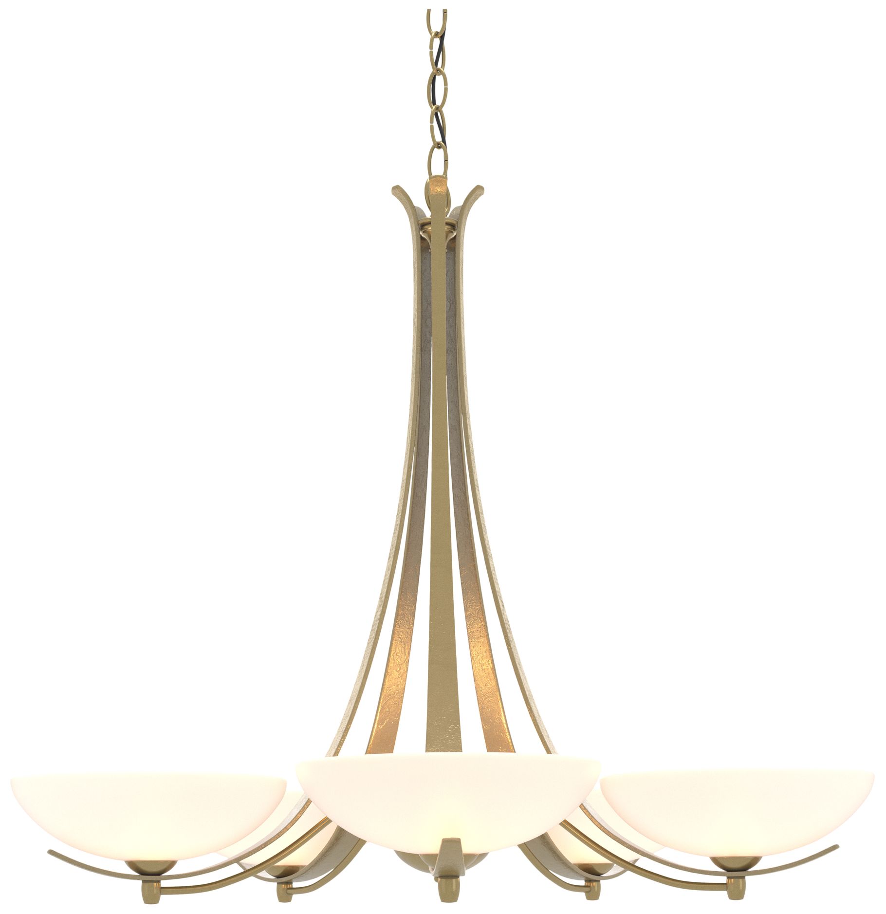 Aegis Modern Brass 5 Arm Chandelier With Opal Glass