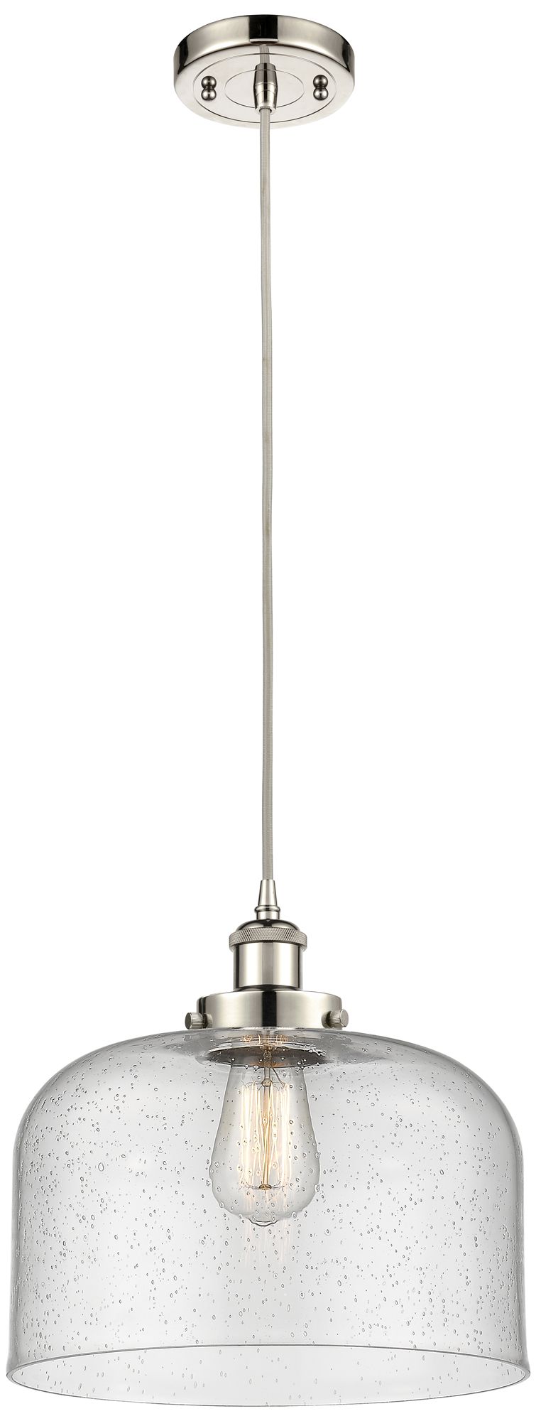 Ballston Urban Bell 12" Polished Nickel Corded Mini Pendant w/ Seedy S