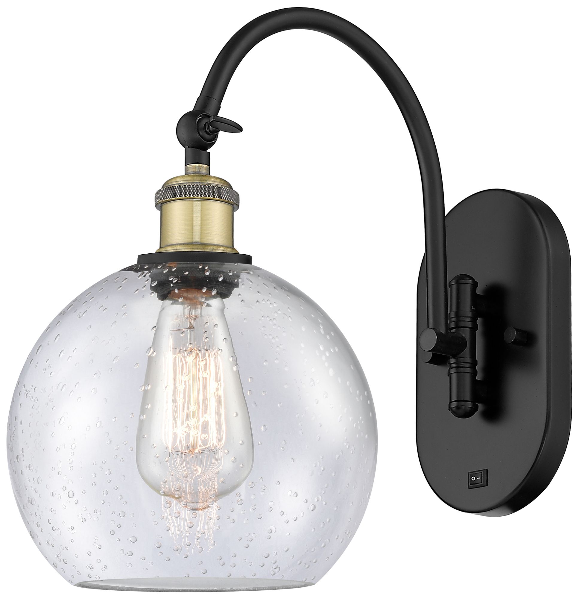 Ballston Athens 8" Incandescent Sconce- Black Brass Finish - Seedy Sha