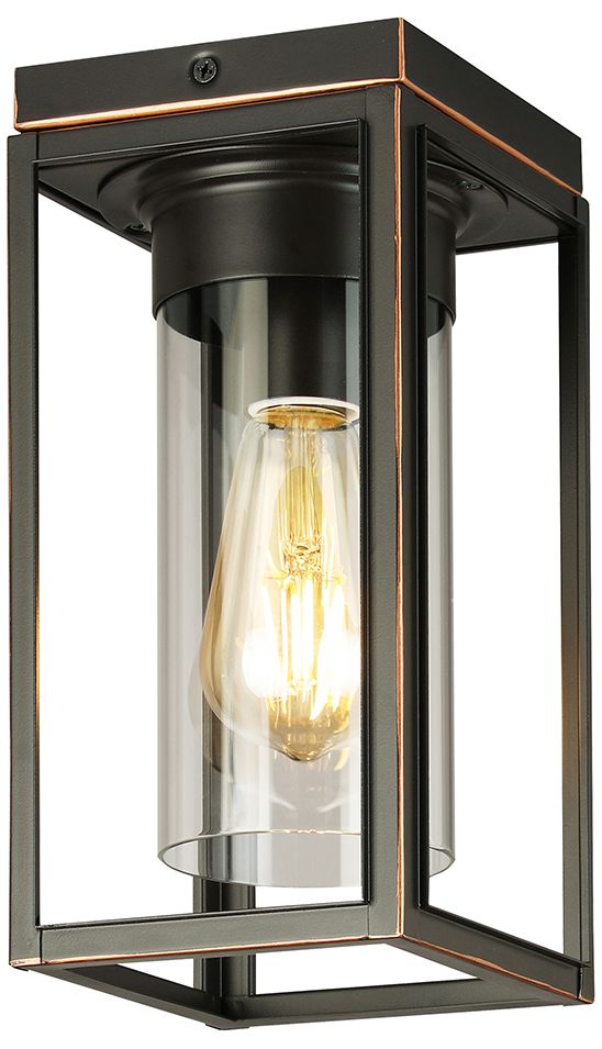 Walker Hill - 1-Light Outdoor Flush Mount - Oil Rubbed Bronze - Clear Glass