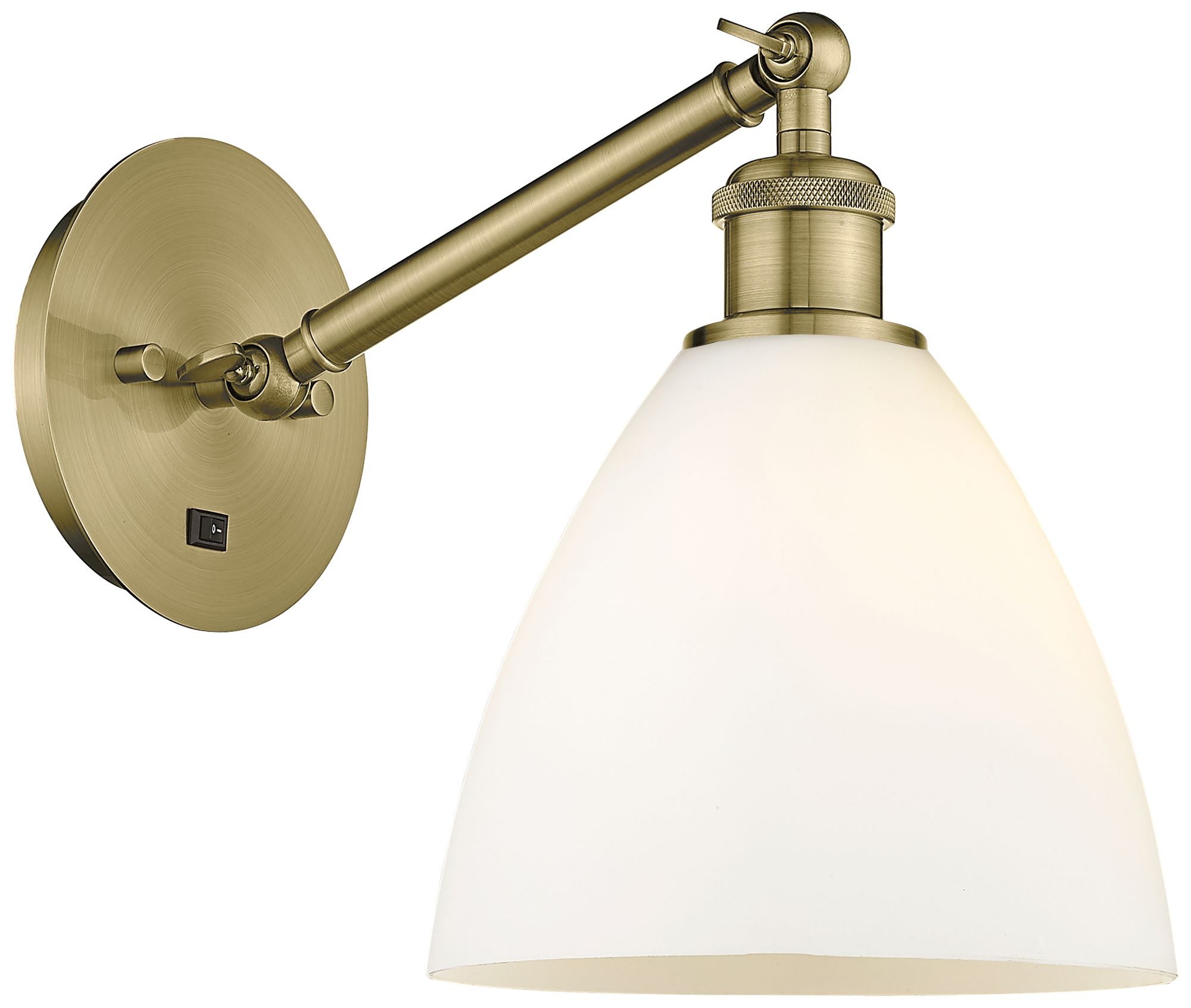 Ballston Bristol Glass 8" Incandescent Sconce - Brass Finish - White S