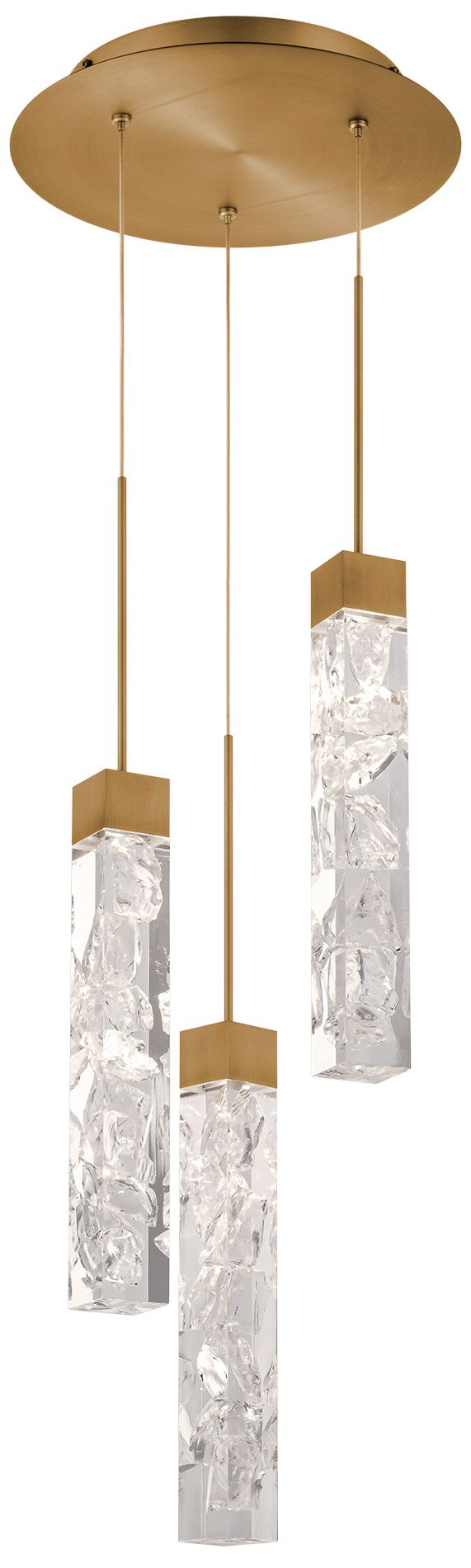 Minx 13"H x 12"W 3-Light Multi-Light Pendant in Aged Brass