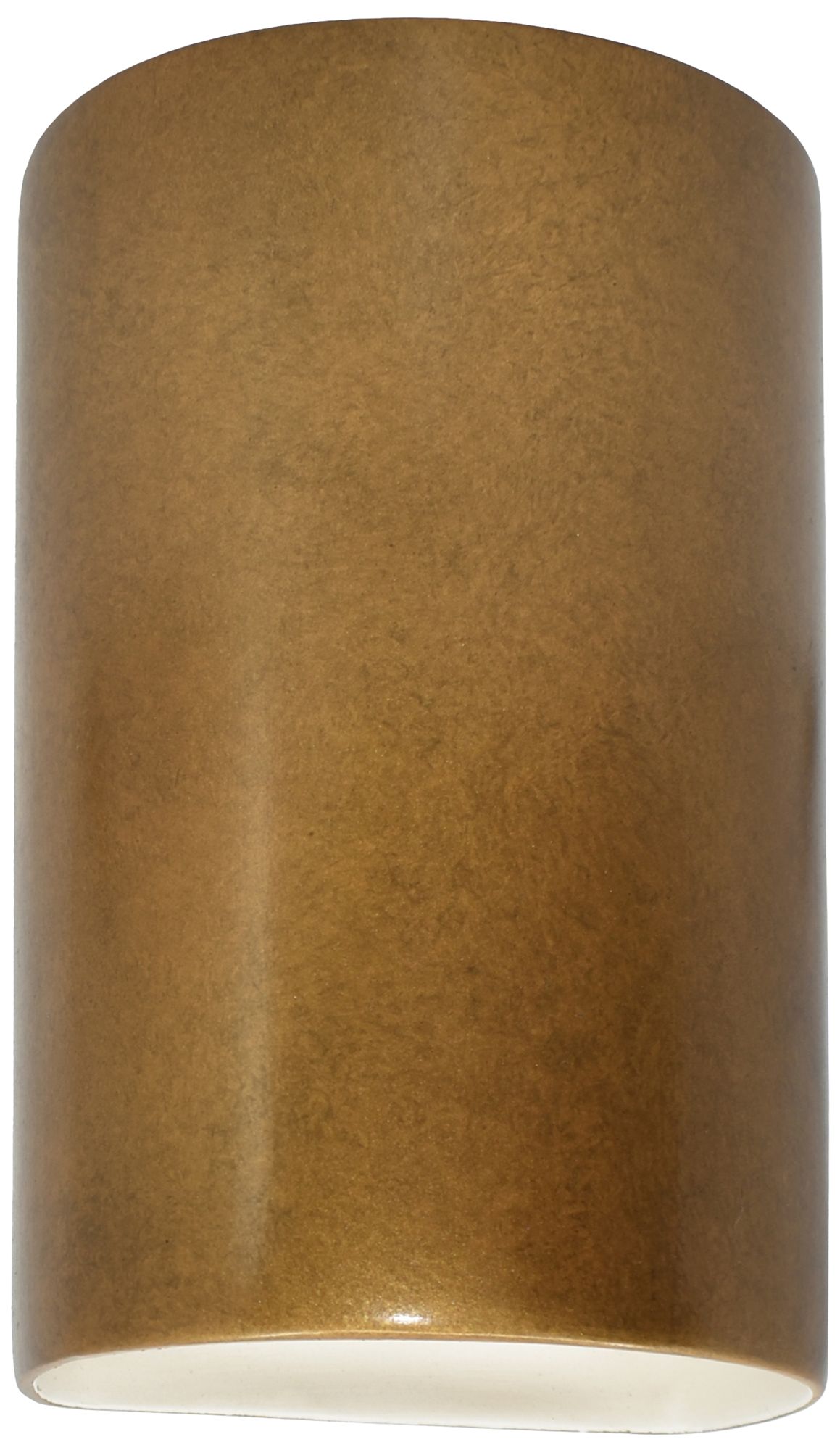 12.5" Ceramic Cylinder Closed Top Gold LED Sconce