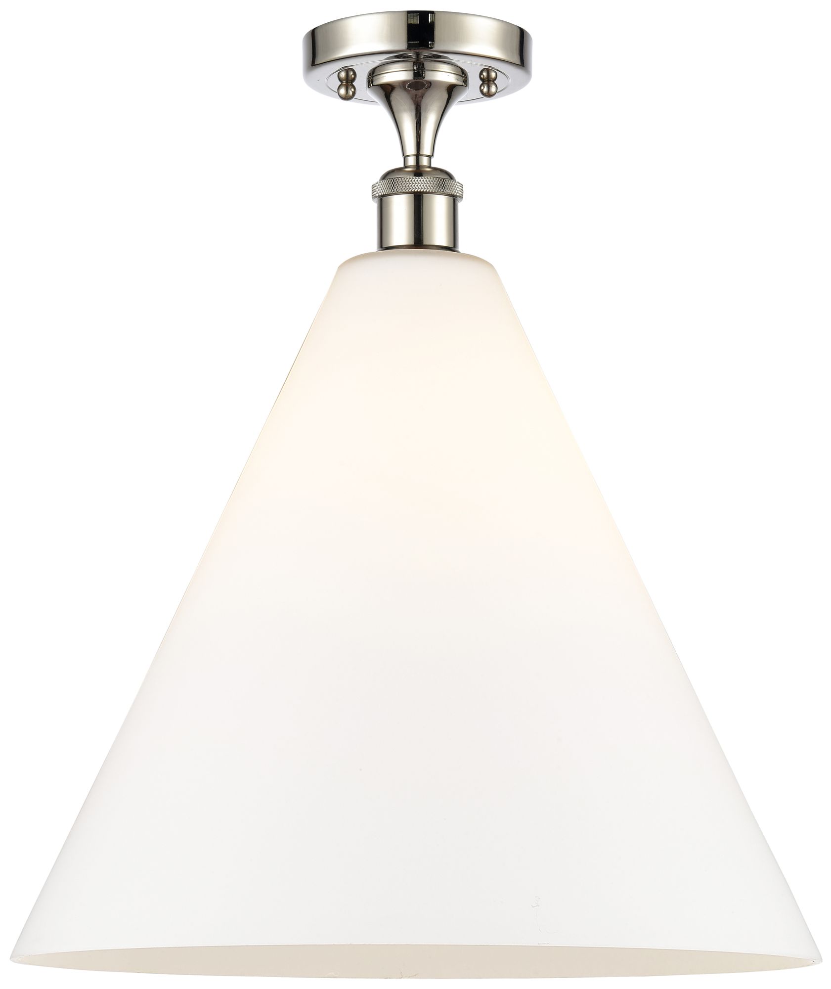 Berkshire  16" LED Semi-Flush Mount - Polished Nickel - Matte White Sh