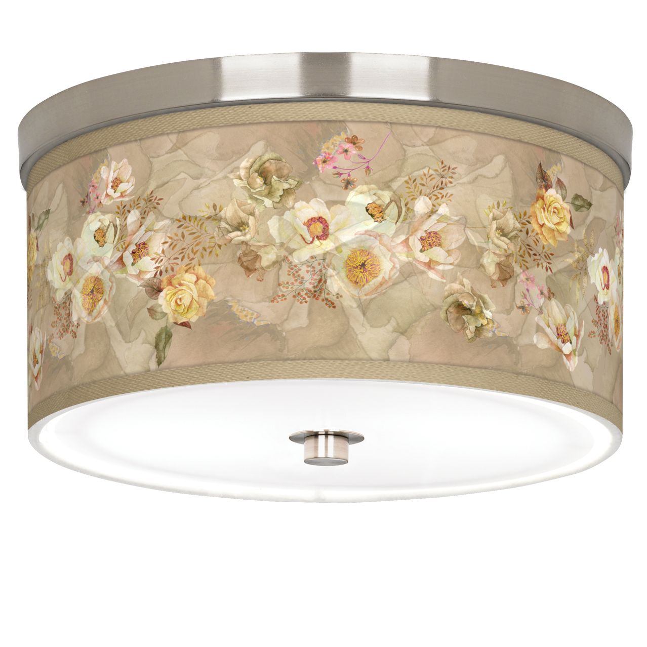 Floral Spray Giclee Nickel 10 1/4" Wide Ceiling Light